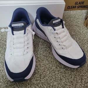 Skechers Slip-ins: Contour Foam - Cozy Fit, White, Blue, Grey, Size 6